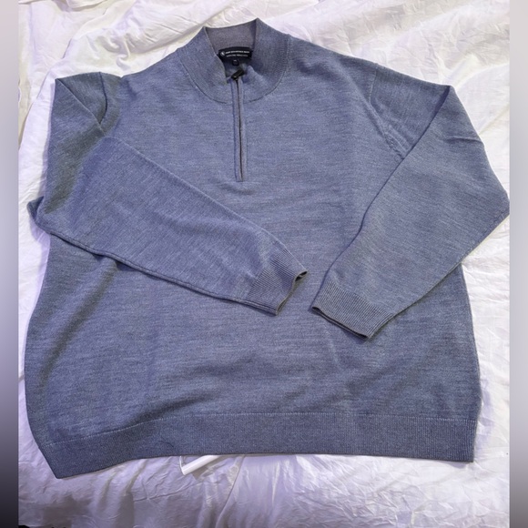 Hart Schaffner Marx Men’s Blue 100% Wool Quarter Zip Sweater Gray Accent XXL - Picture 4 of 7
